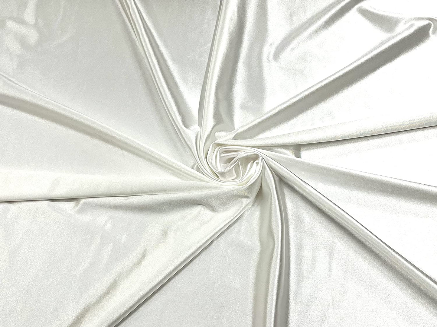 Deluxe Shiny Polyester Spandex Stretch Fabric (1 Yard, Off White)