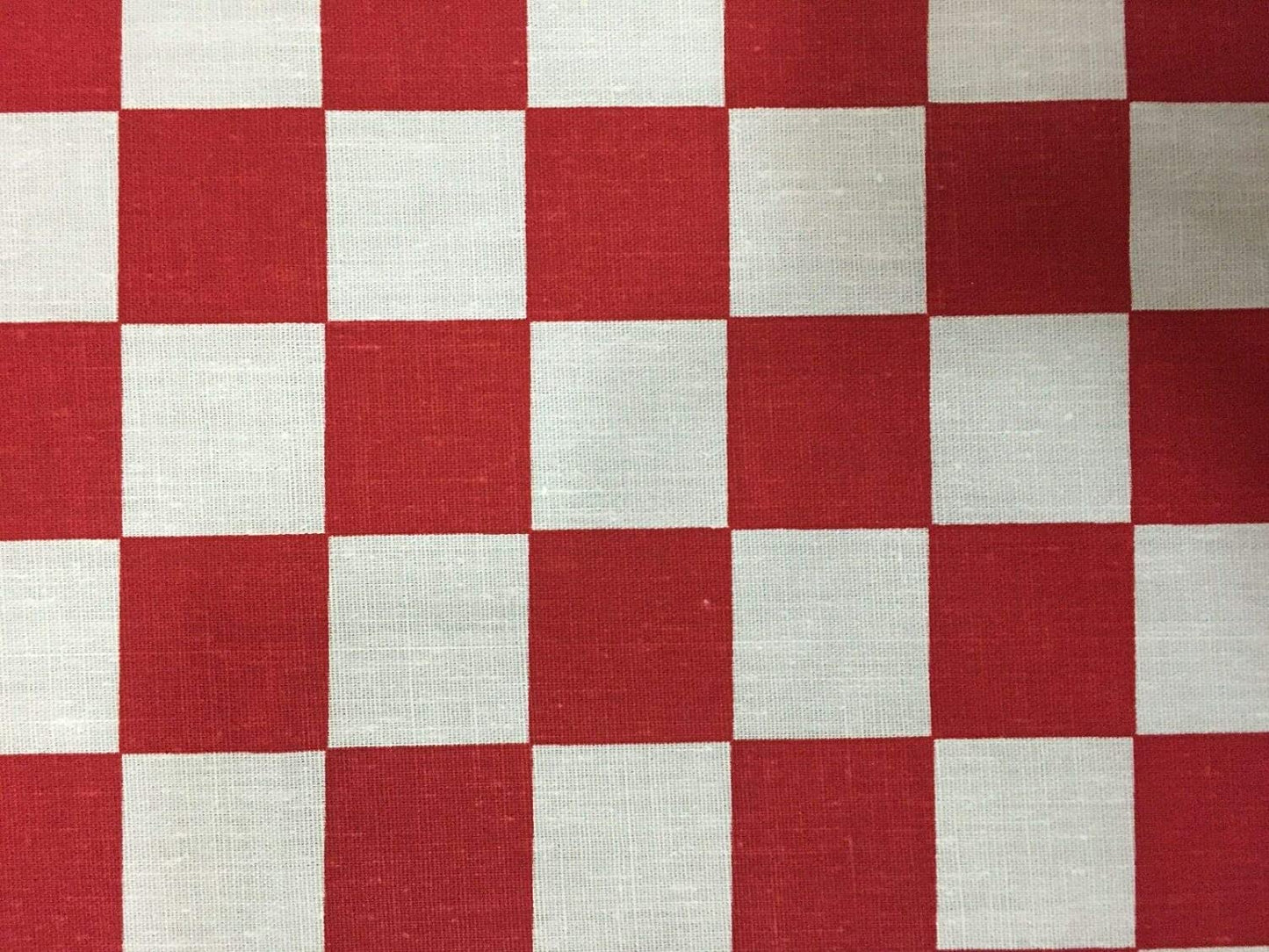 60" Wide Checkered Poly Cotton Fabric - Sold By The Yard, White & Red