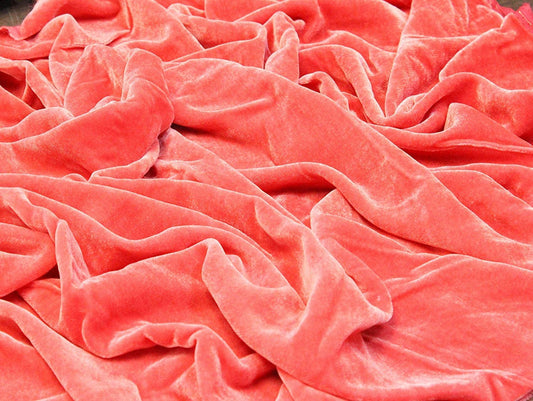 Spandex Stretch Velvet Fabric (Coral, 1 Yard)