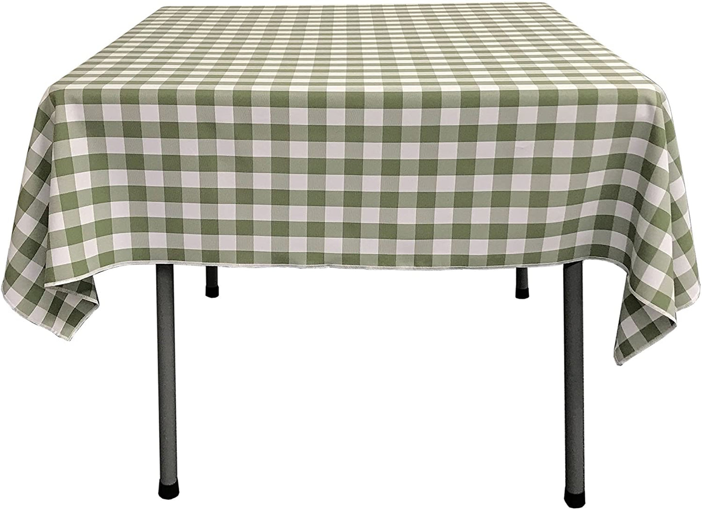 Gingham Checkered Square Tablecloth Apple Green and White