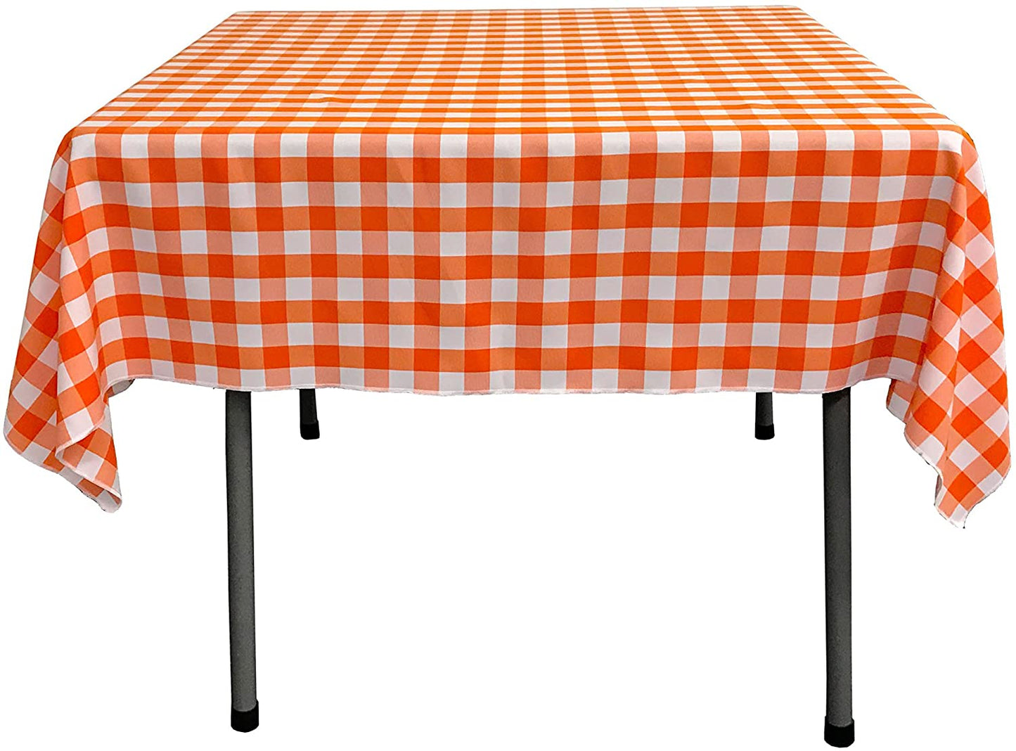 Gingham Checkered Square Tablecloth Orange and White