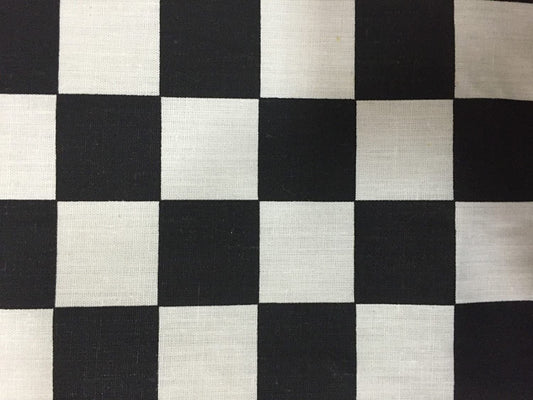 60" Wide One Inch Checkered Poly Cotton Fabric - Sold By The Yard, Black & White