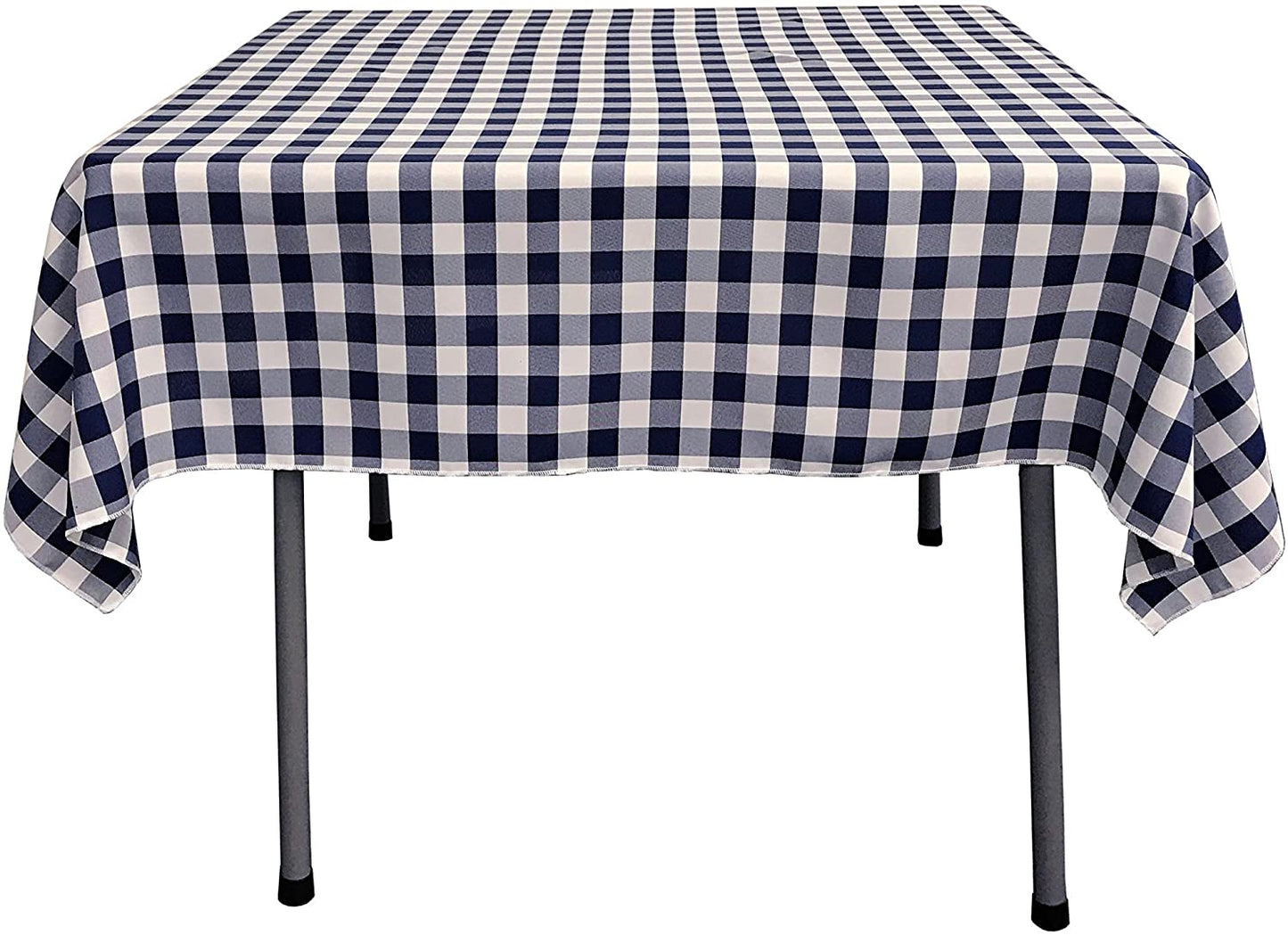 Gingham Checkered Square Tablecloth Navy and White