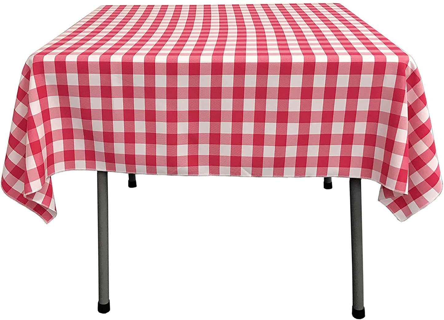 Gingham Checkered Square Tablecloth Fuchsia and White
