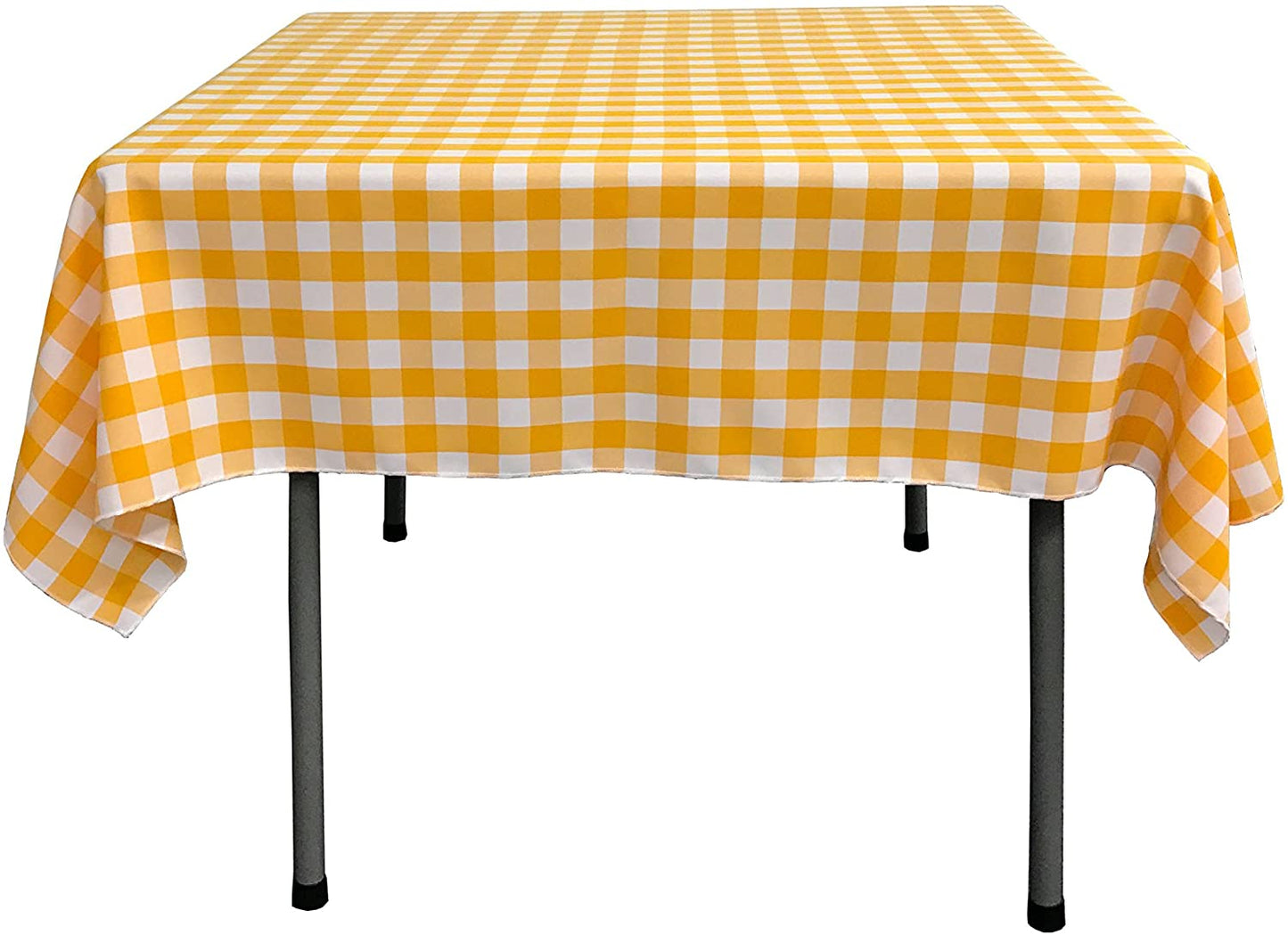 Gingham Checkered Square Tablecloth Dk Yellow and White