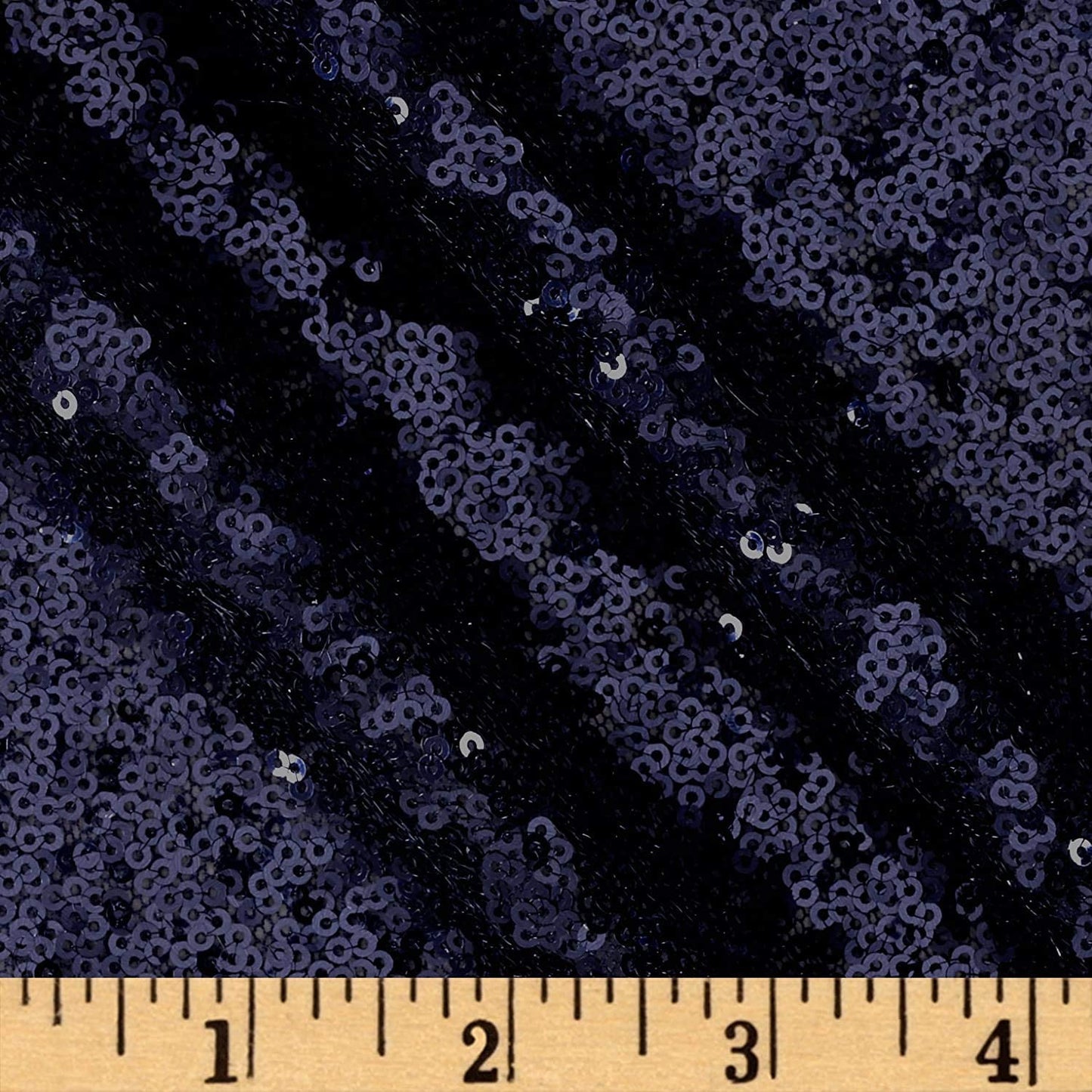 50" Wide Mini Glitz Disc Sequins Fabric (Navy Blue, 1 Yard)