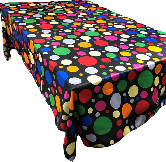 Happy Birthday Tablecloth Multi Color Polka Dot Satin Tablecloth