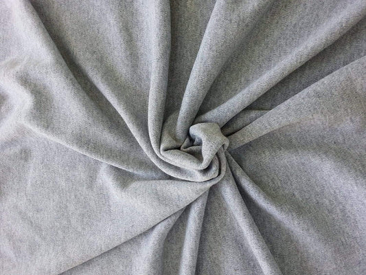 58/60" Wide, 95% Cotton 5% Spandex, Cotton Jersey Spandex Knit Blend, 4 Way Stretch Fabric (Heather Grey, 1 Yard)