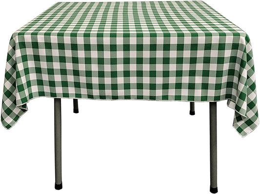 Gingham Checkered Square Tablecloth Hunter and White