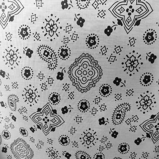 60" Wide Poly Cotton Print Bandanna Fabric by The Yard (White, by The Yard)