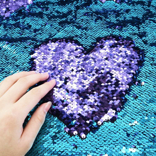54" Wide Mermaid Flip Up Sequin Reversible Sparkly Fabric for Dress Clothing Making, Home Decor (Light Purple & Blue, by The Yard)
