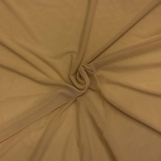 Solid Stretch Power Mesh Fabric Nylon Spandex (1 Yard, Camel)
