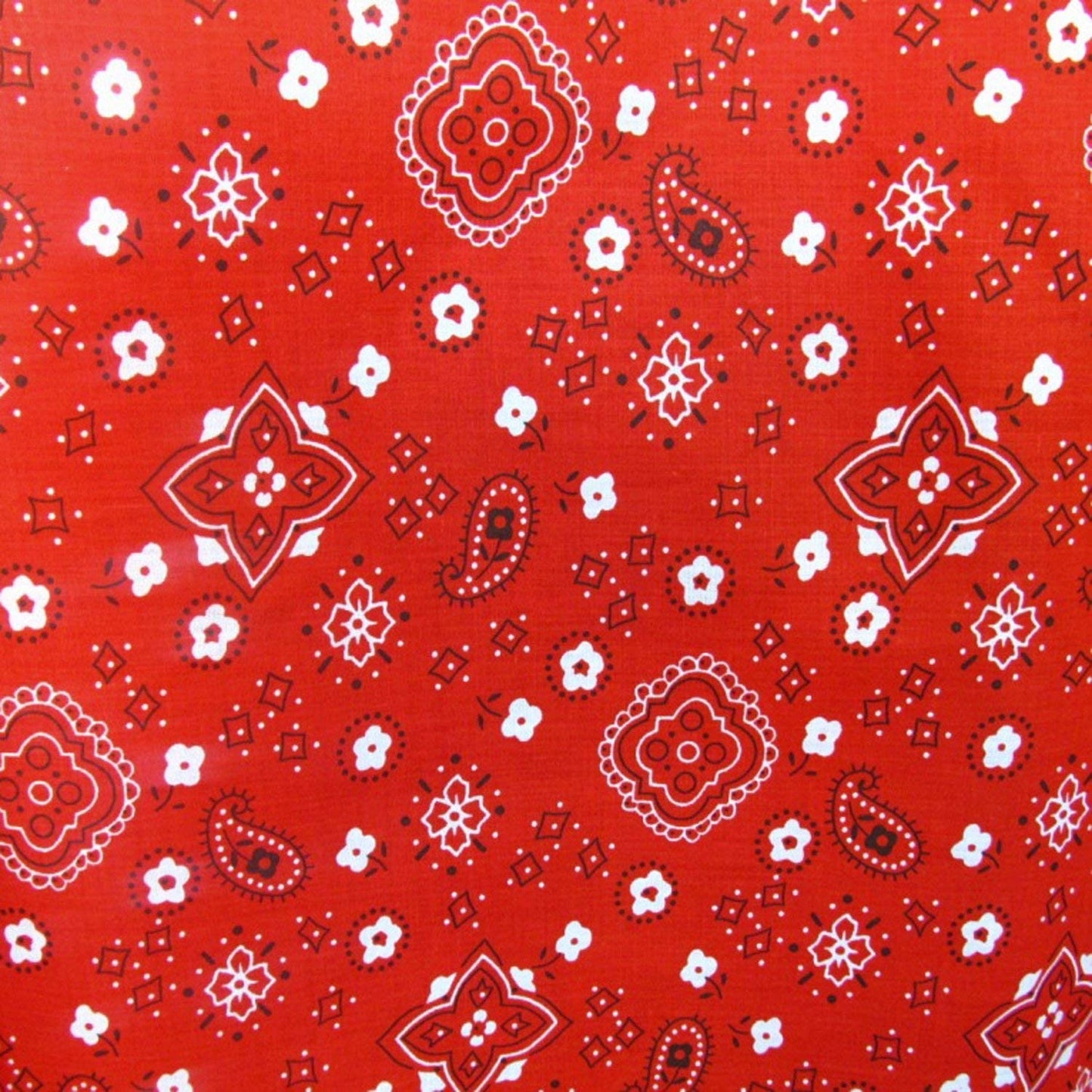 60" Wide Poly Cotton Print Bandanna Fabric by The Yard (Red, by The Yard)