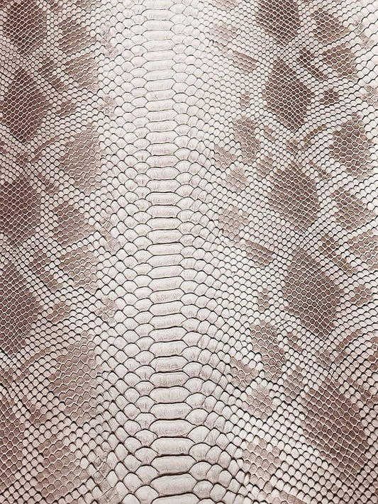 53/54" Wide Snake Fake Leather Upholstery, 3-D Viper Snake Skin Texture Faux Leather PVC Vinyl Fabric by The Yard. (1 Yard, Tan/Brown)