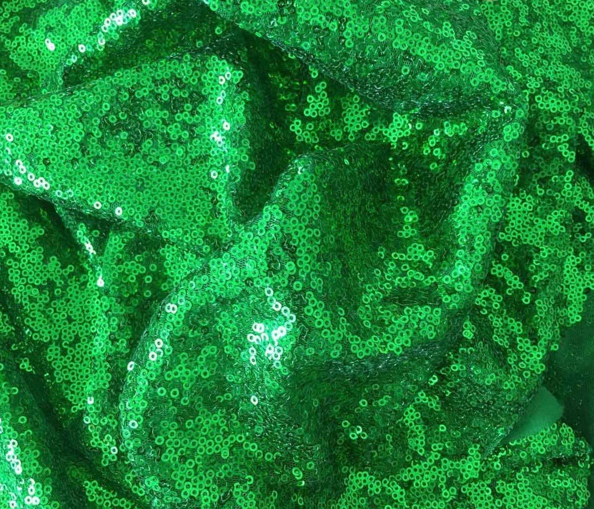 50" Wide Mini Glitz Disc Sequins Fabric (Emerald Green, 1 Yard)