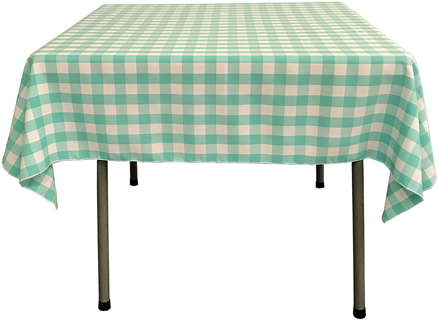 Gingham Checkered Square Tablecloth Mint and White