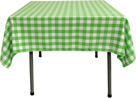 Gingham Checkered Square Tablecloth Lime and White