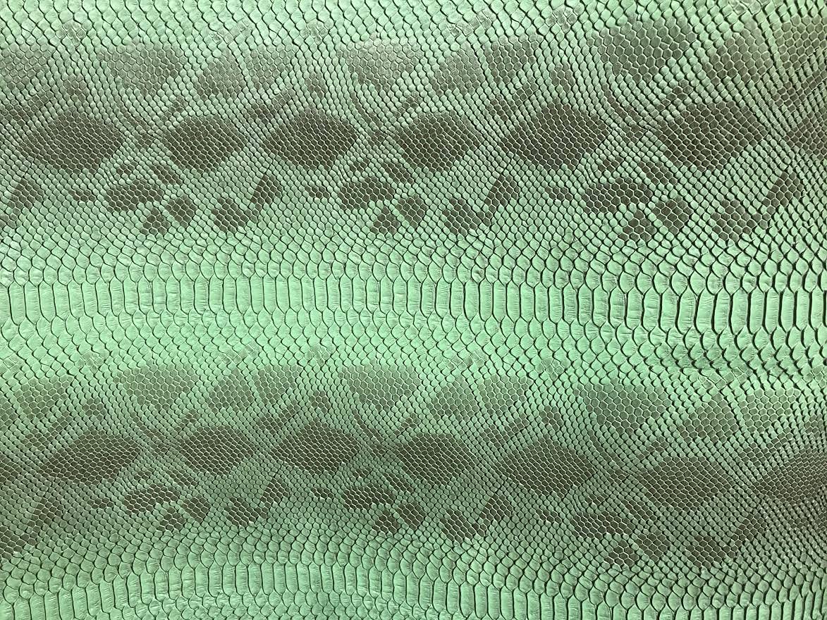 53/54" Wide Snake Fake Leather Upholstery, 3-D Viper Snake Skin Texture Faux Leather PVC Vinyl Fabric by The Yard. (1 Yard, Green/Black)