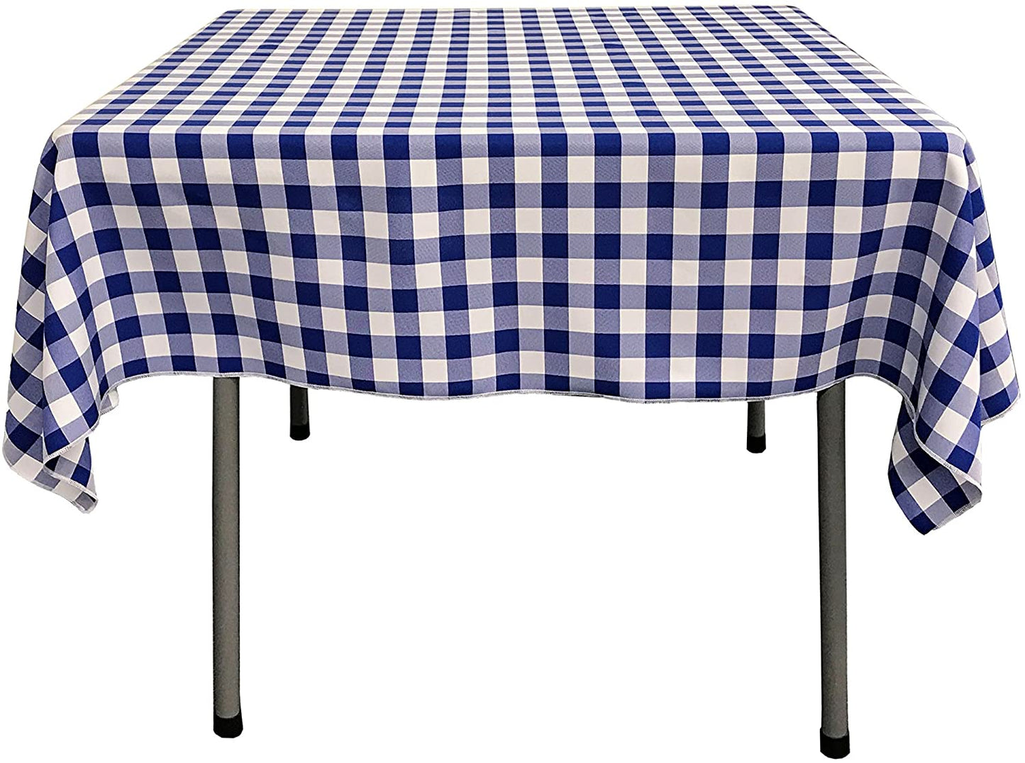 Gingham Checkered Square Tablecloth Royal and White