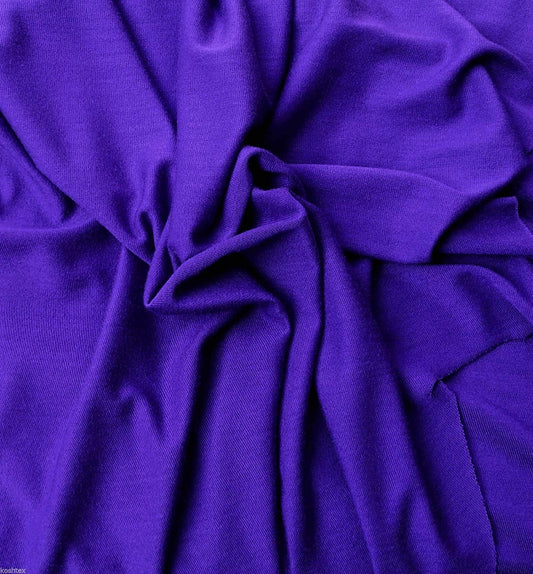 58/60" Wide, 95% Cotton 5% Spandex, Cotton Jersey Spandex Knit Blend, 4 Way Stretch Fabric (Purple, 1 Yard)