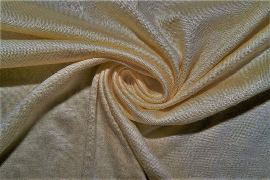 58/60" Wide, 95% Cotton 5% Spandex, Cotton Jersey Spandex Knit Blend, 4 Way Stretch Fabric (Cream, 1 Yard)