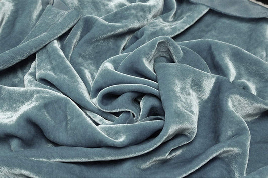 Spandex Stretch Velvet Fabric (Steel Blue, 1 Yard)