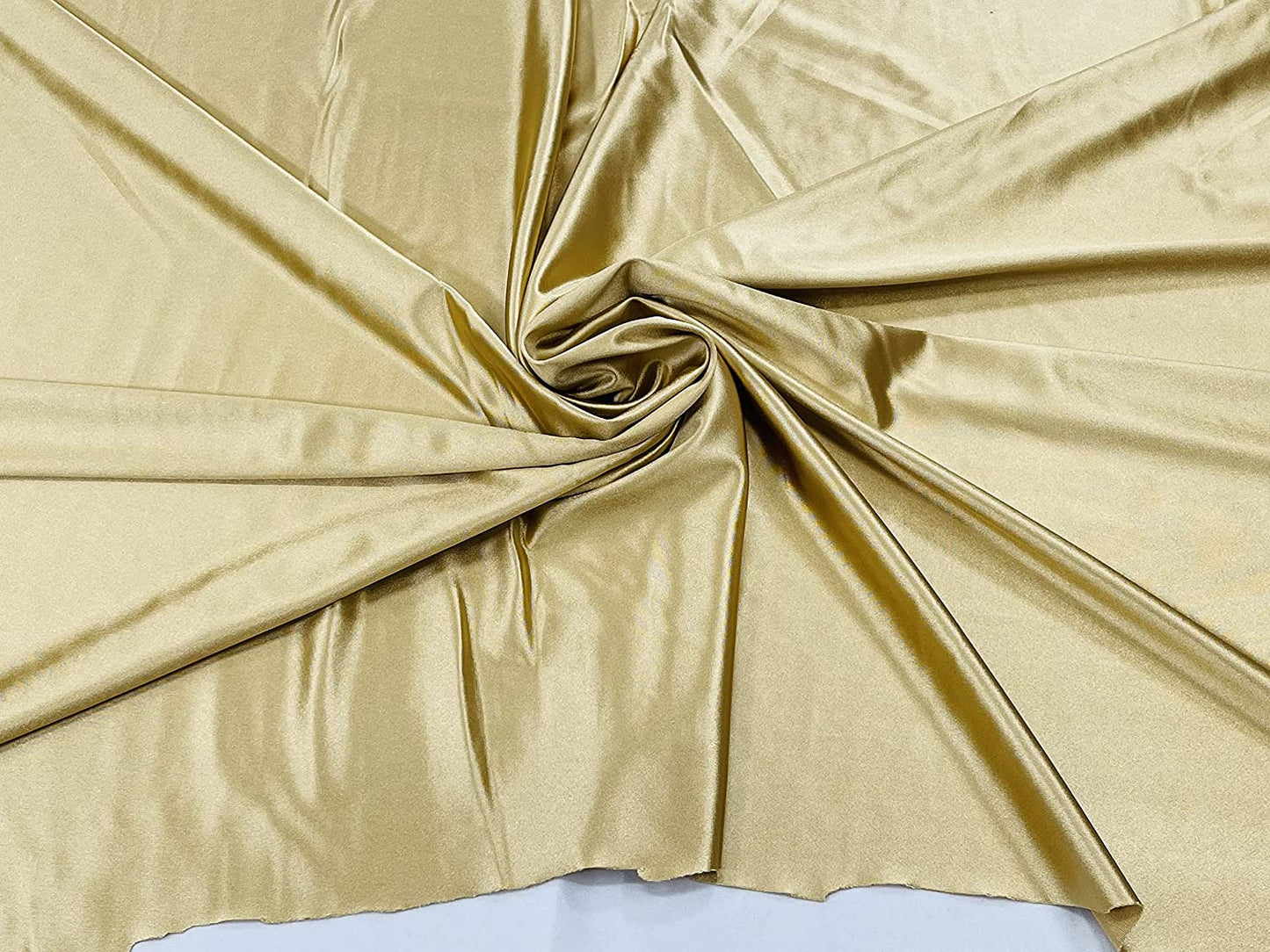 Deluxe Shiny Polyester Spandex Stretch Fabric (1 Yard, Light Gold)