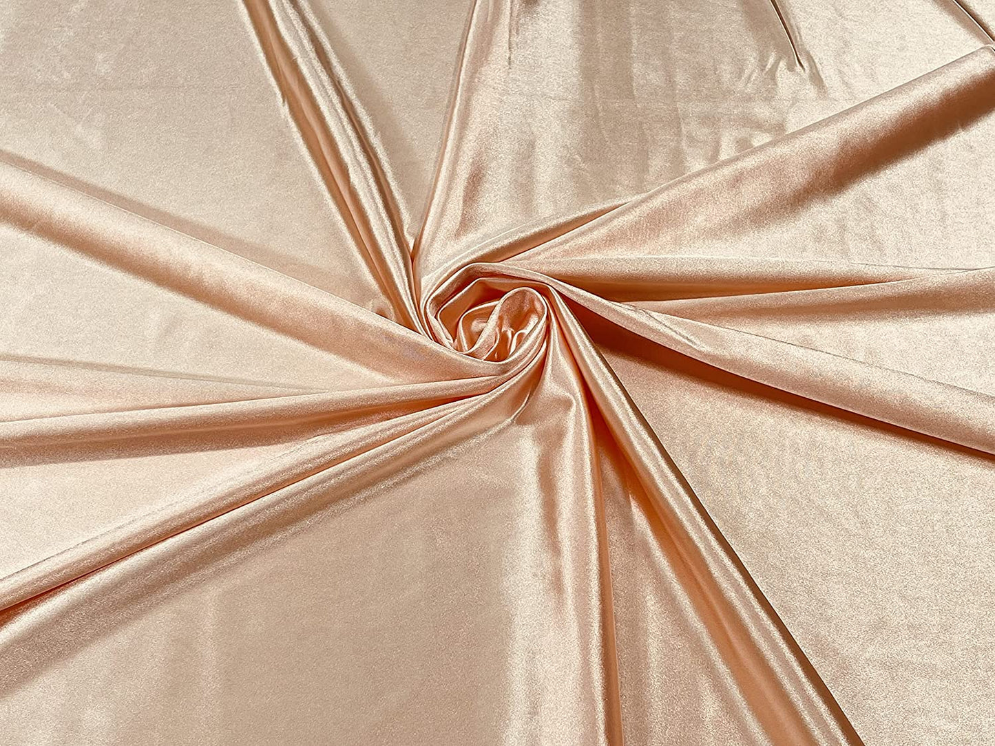 Deluxe Shiny Polyester Spandex Stretch Fabric (1 Yard, Peach)