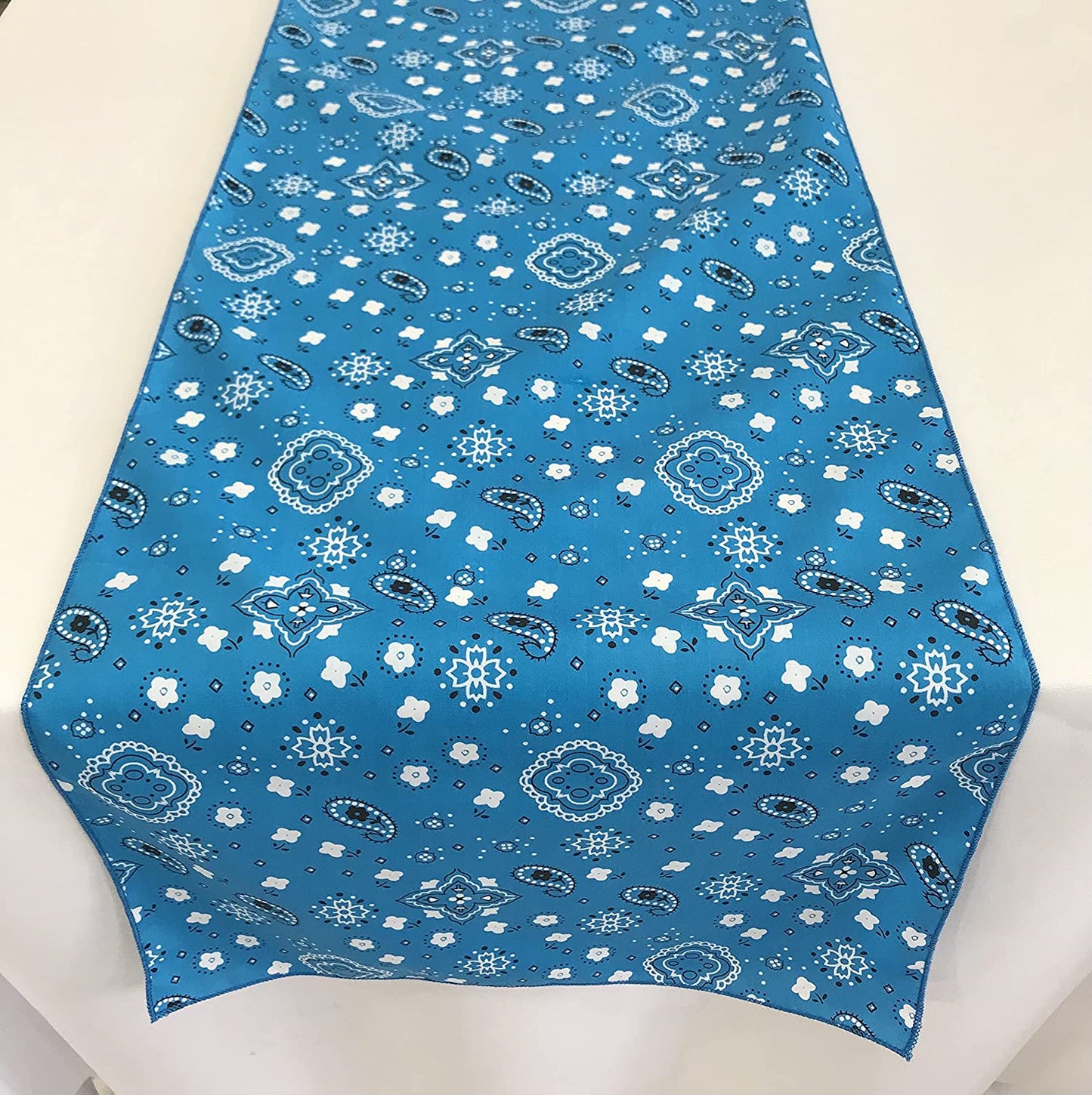 Bandanna Print Poly Cotton Table Runner (Turquoise,