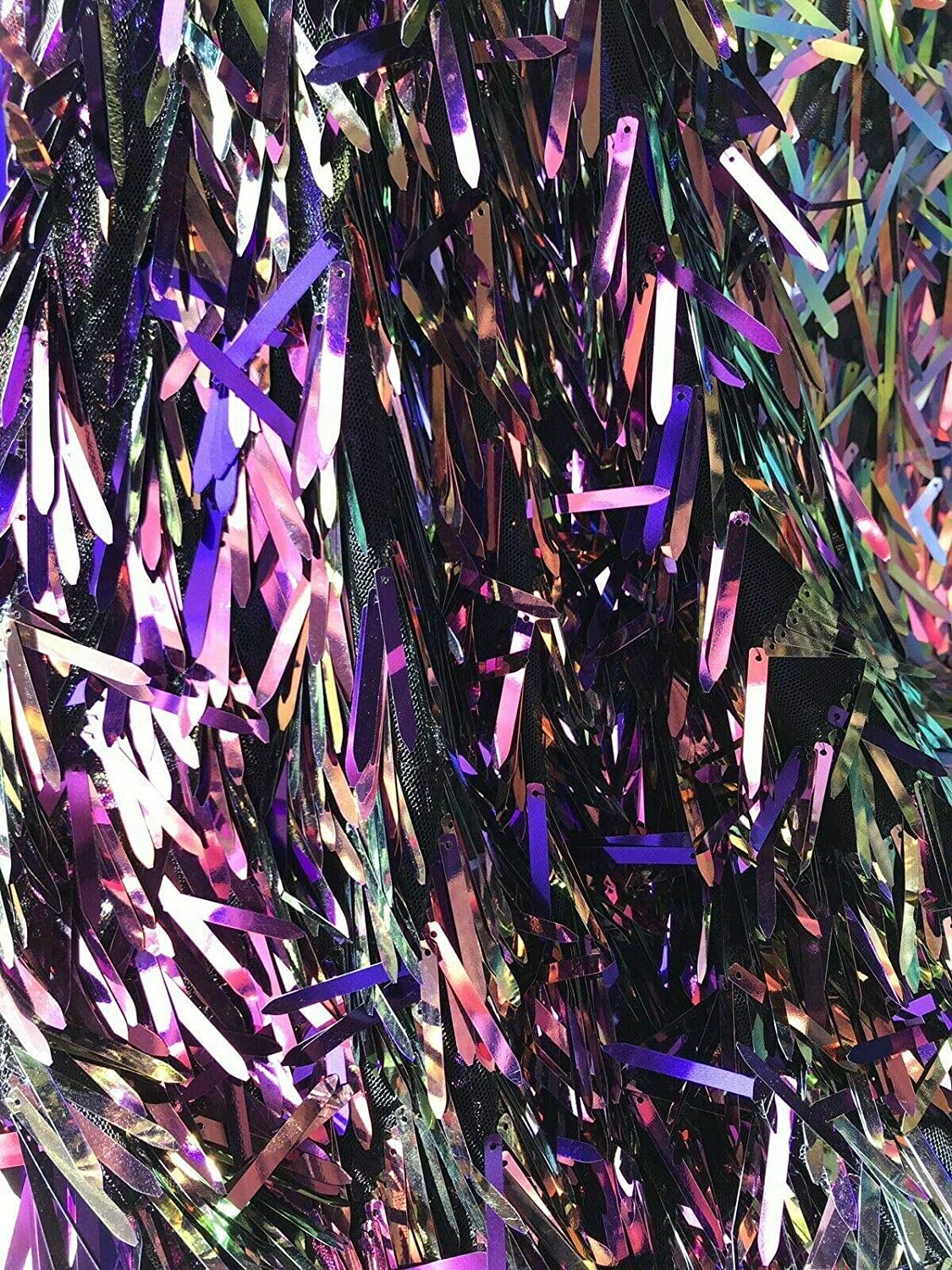 Swords Design Iridescent Sequins Burning Man Costume Craft Fabric by The Yard. (50-52 INCHES Iridescent Sequins by The Yard Black/Purple Iridescent/Black MESH