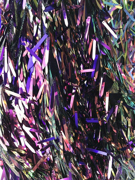 Swords Design Iridescent Sequins Burning Man Costume Craft Fabric by The Yard. (50-52 INCHES Iridescent Sequins by The Yard Purple Iridescent/Black MESH)