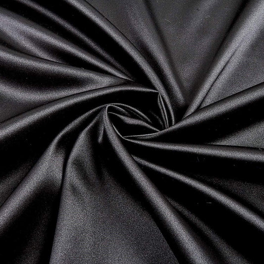 Spandex Light Weight Silky Stretch Charmeuse Satin Fabric (Black,