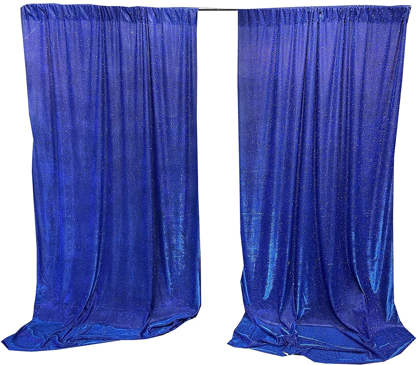 Full Covered Glitter Shimmer on Fabric Backdrop Drape - Curtain - Wedding Party Decoration (2 Panels Royal
