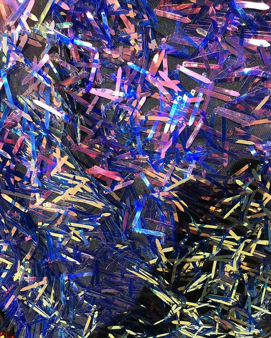 Swords Design Iridescent Sequins Burning Man Costume Craft Fabric by The Yard. (50-52 INCHES Iridescent Sequins by The Yard Royal Blue Iridescent/Black MESH)