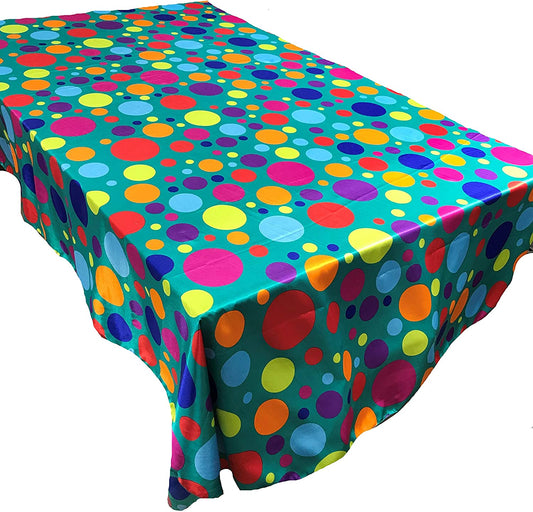 Happy Birthday Tablecloth Multi Color Polka Dot Satin Tablecloth