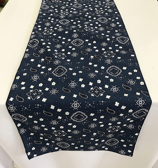 Bandanna Print Poly Cotton Table Runner (Navy Blue,