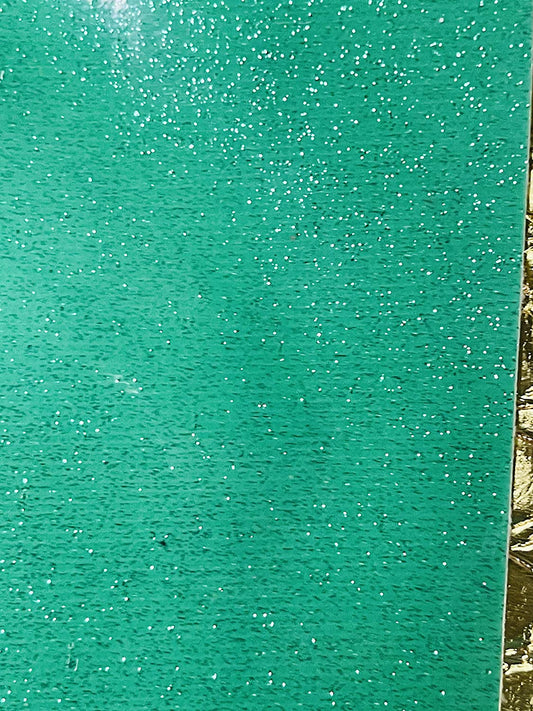 53/54" Wide Shiny Sparkle Glitter Vinyl, Faux Leather PVC-Upholstery Craft Fabric by The Yard (Aqua, 1 Yard)