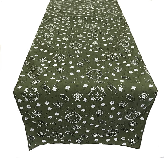 Bandanna Print Poly Cotton Table Runner (Olive,