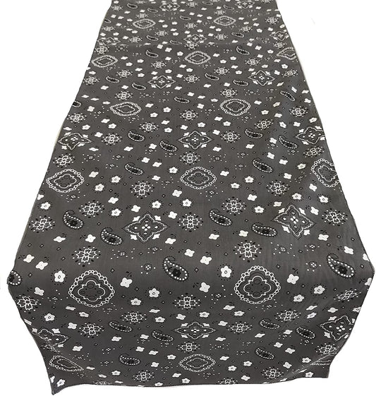 Bandanna Print Poly Cotton Table Runner (Grey,