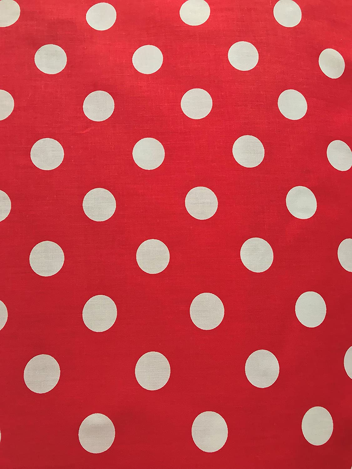 Big Polka Dots Poly Cotton Print Fabric by The Yard (Red/White Dots)