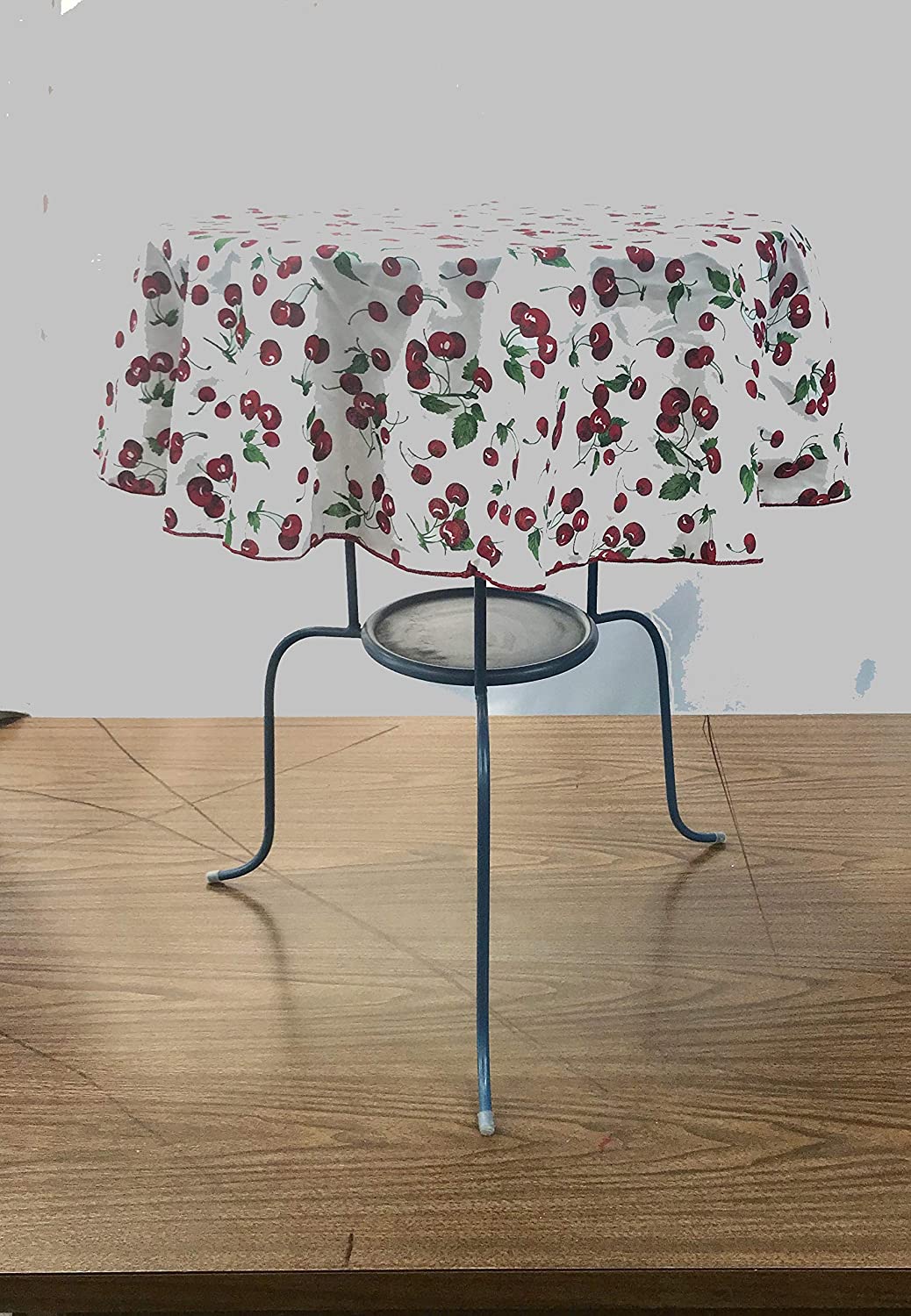 Printed Poly Cotton Tablecloth (Cherry on White,