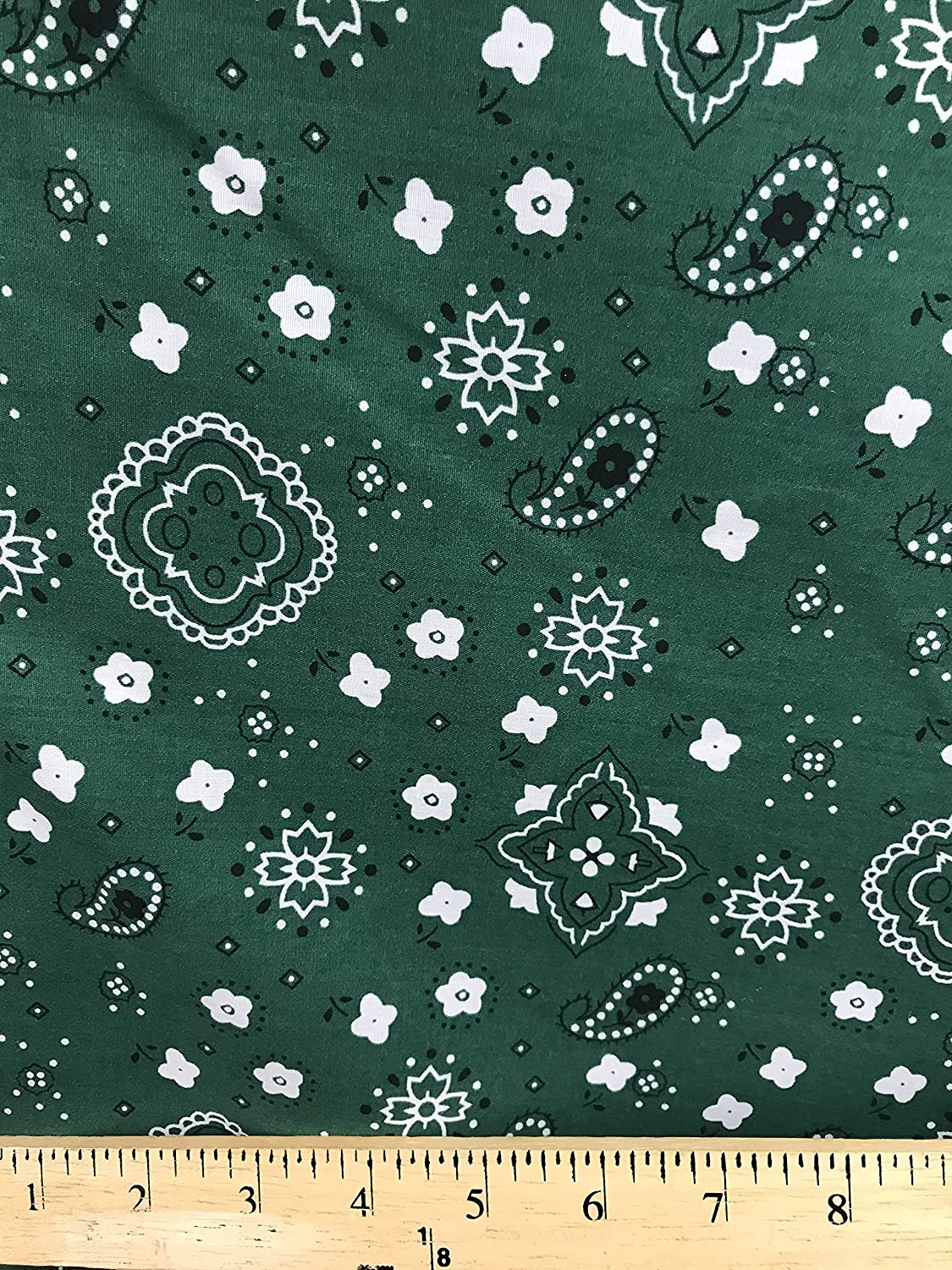 60" Wide Poly Cotton Bandanna Print Fabric by The Yard (Hunter Green, by The Yard)