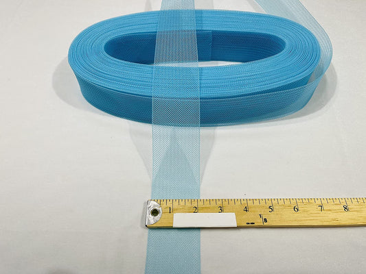 2" Wide Stiff Polyester Horsehair Braid for Polyester Boning Sewing Wedding Dress Dance Formal Dress Accessories ( Turquoise)