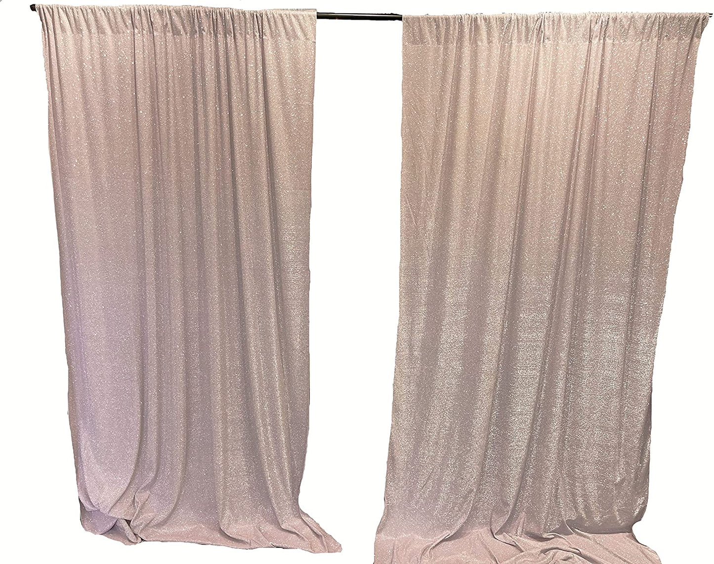 Full Covered Glitter Shimmer on Fabric Backdrop Drape - Curtain - Wedding Party Decoration (2 Panels Blush