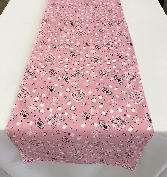 Bandanna Print Poly Cotton Table Runner (Pink,