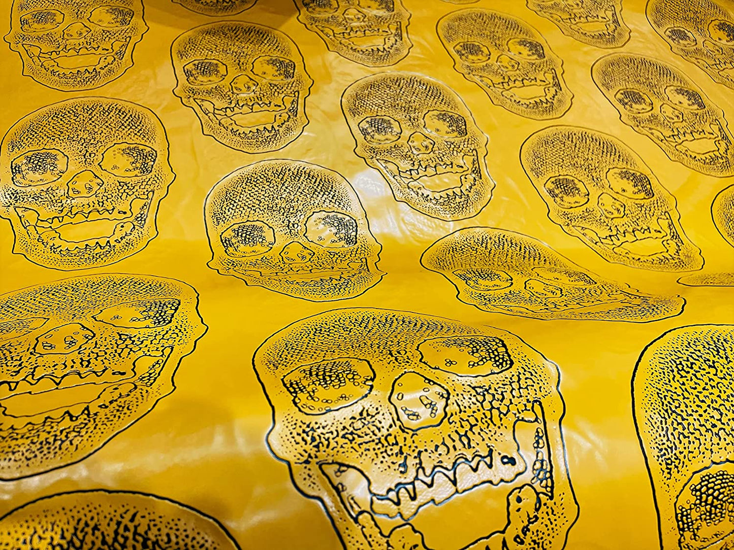 54" Wide Big Skull Embossed Vinyl Fabric-PVC-Upholstery, Faux Leather (1 Yard, Yellow)