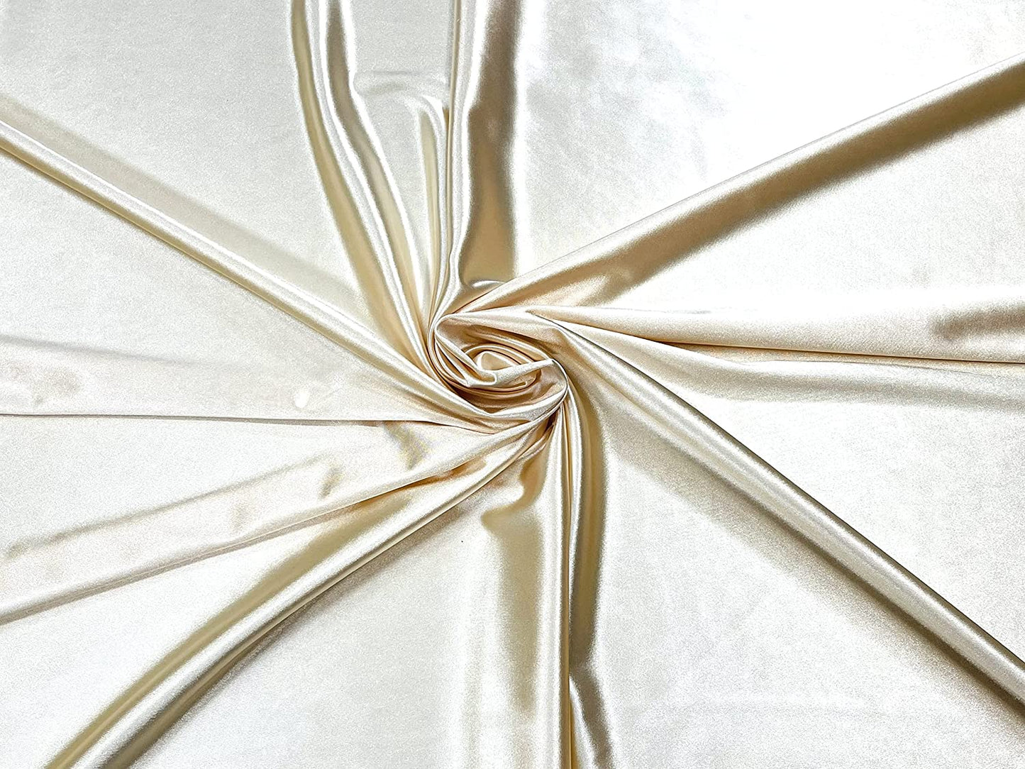 Deluxe Shiny Polyester Spandex Stretch Fabric (1 Yard, Champagne)