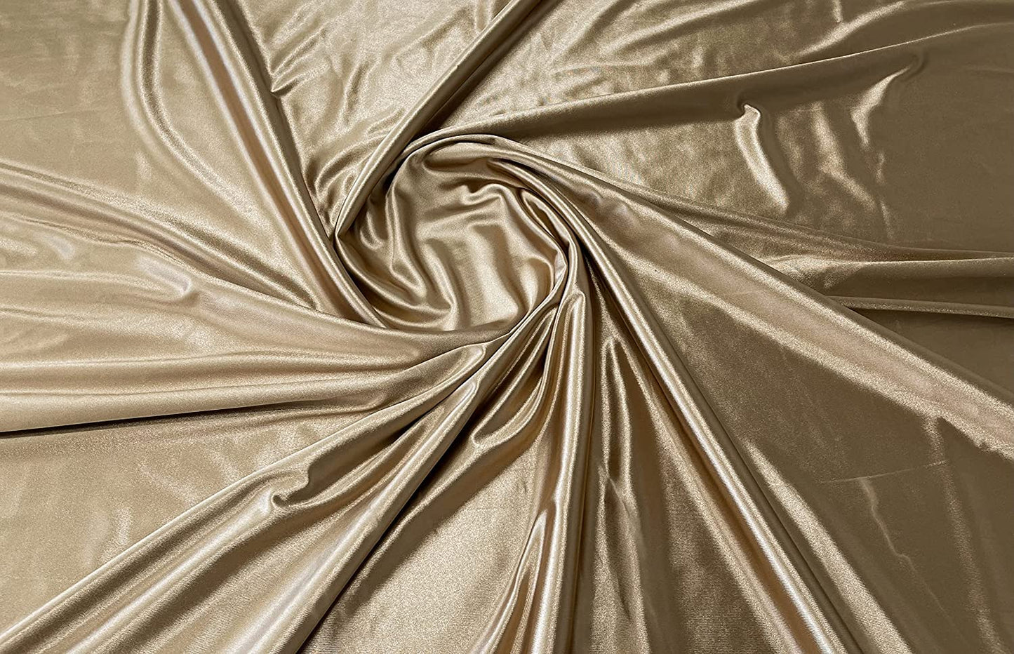 Deluxe Shiny Polyester Spandex Stretch Fabric (1 Yard, Khaki)