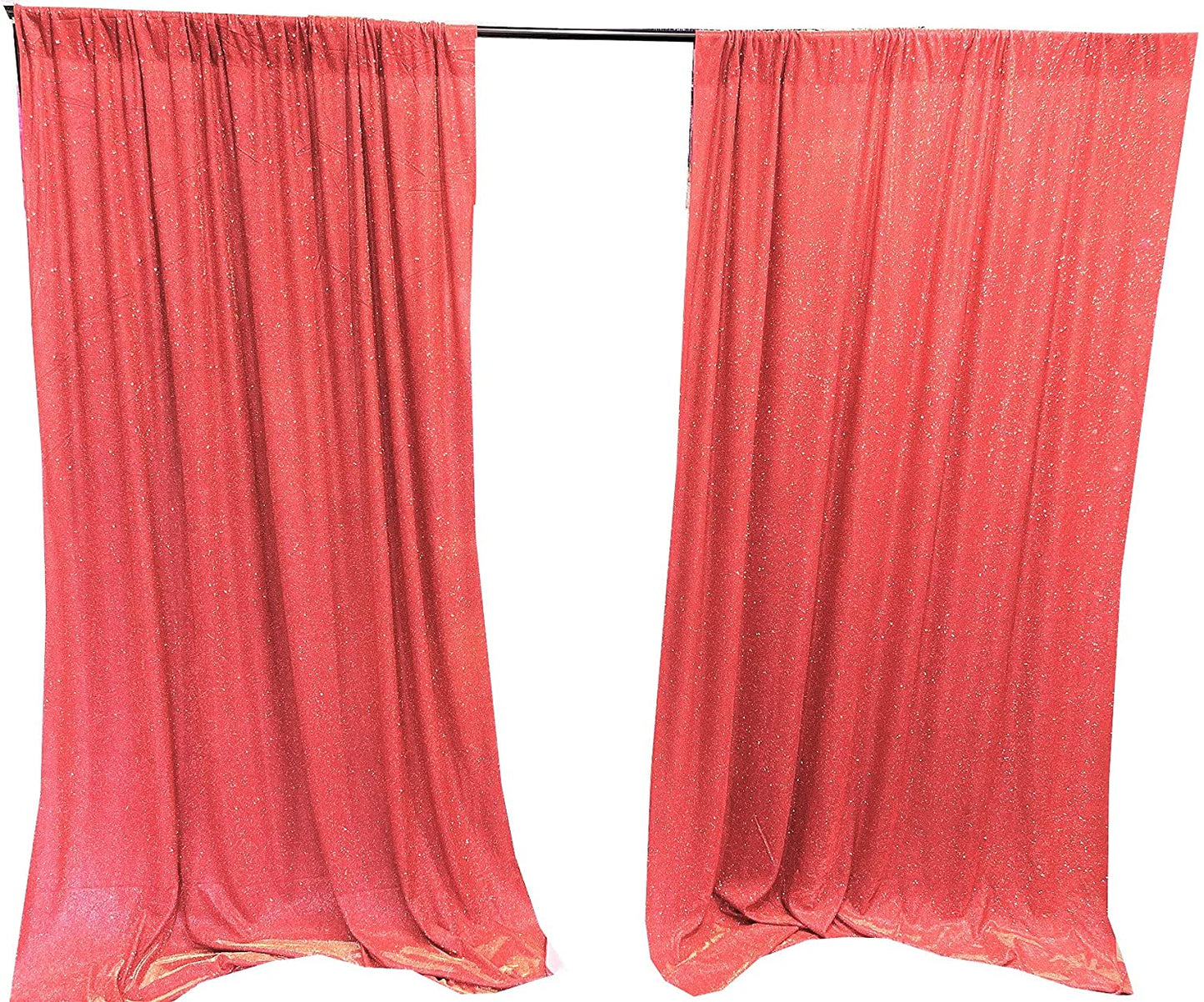 Full Covered Glitter Shimmer on Fabric Backdrop Drape - Curtain - Wedding Party Decoration (2 Panels Burnt Orange