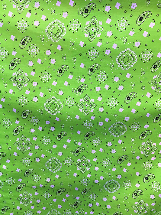 60" Wide Poly Cotton Bandanna Print Fabric by The Yard (Lime, by The Yard)